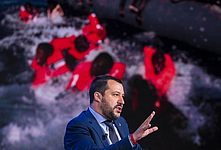 Italy's Deputy Prime Minister Salvini during a talkshow
